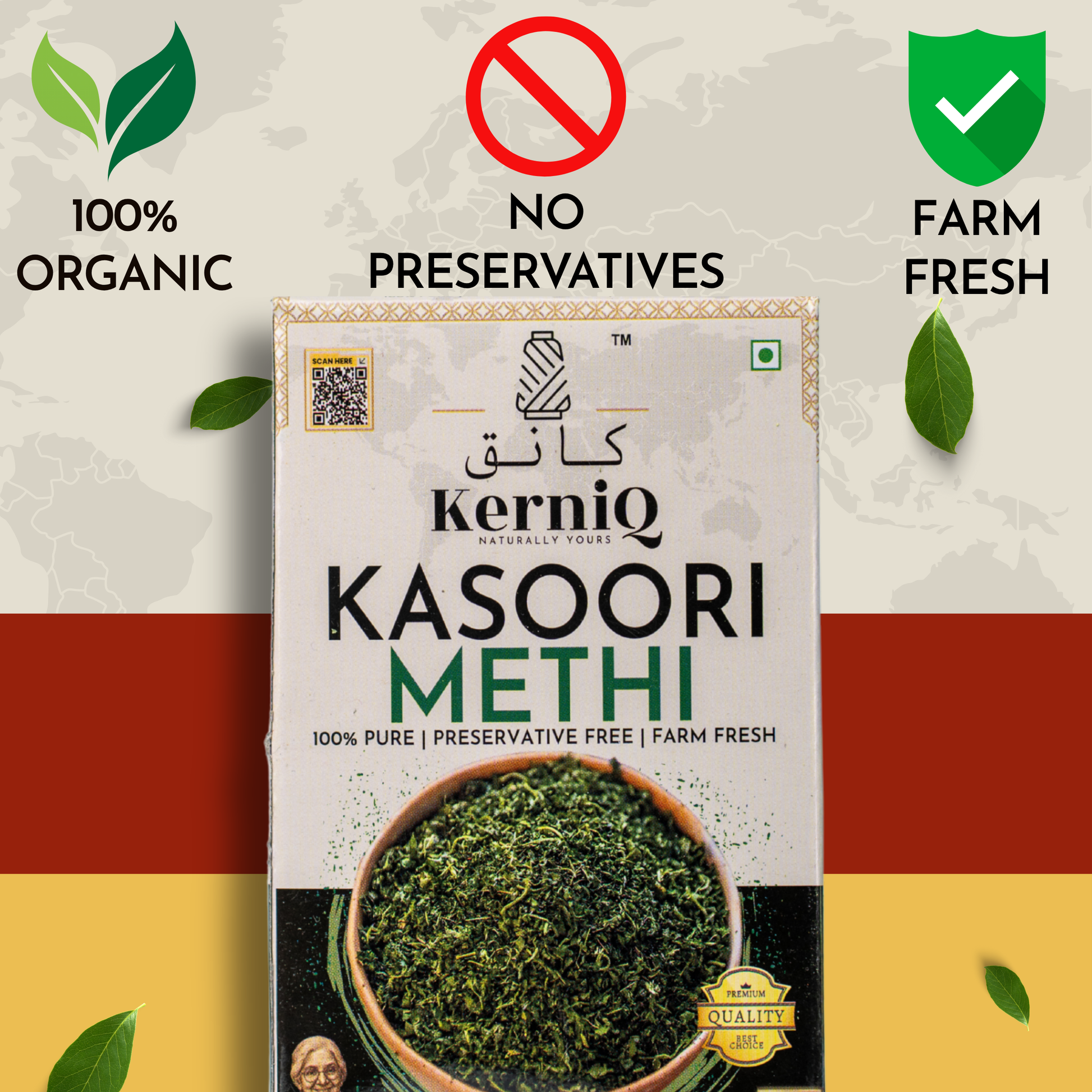 KerniQ Kasoori Methi 25g, Premium Dried Fenugreek Leaves, Aromatic Methi for Sabzi Curry and Tadka