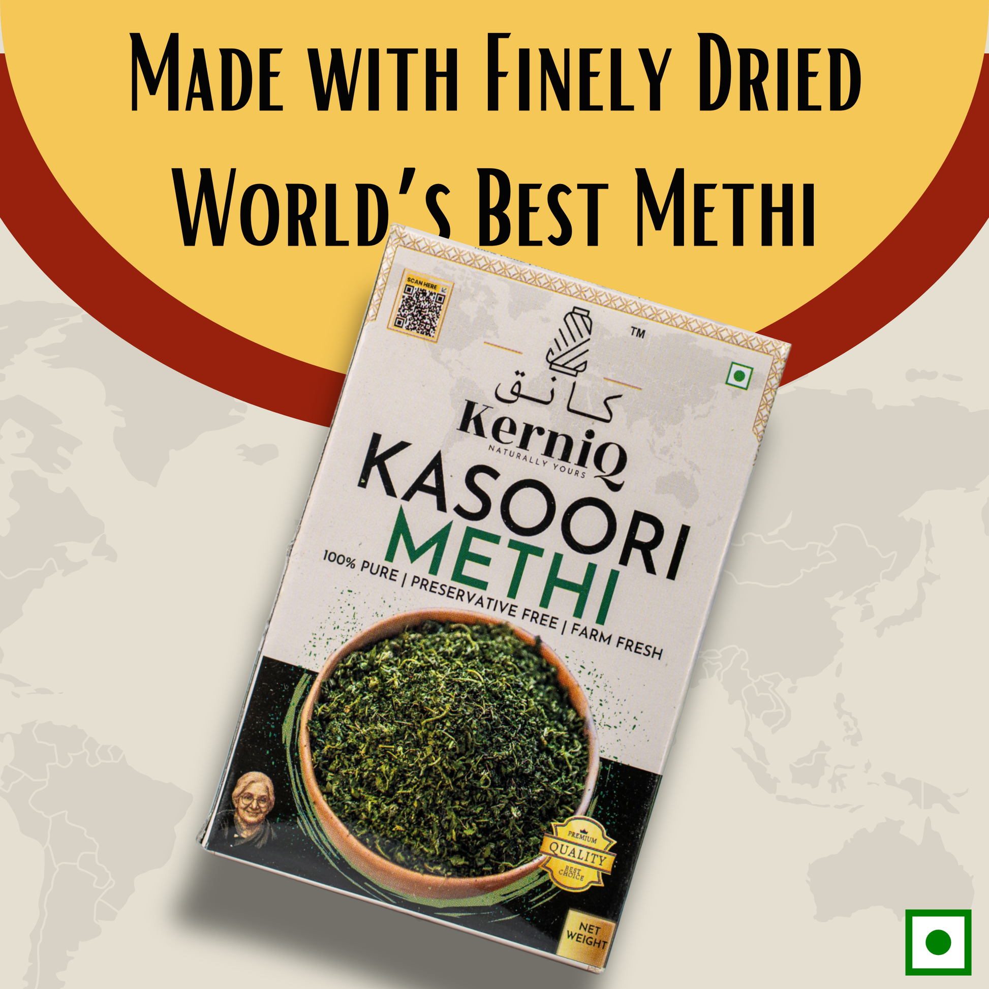 KerniQ Kasoori Methi 25g, Premium Dried Fenugreek Leaves, Aromatic Methi for Sabzi Curry and Tadka