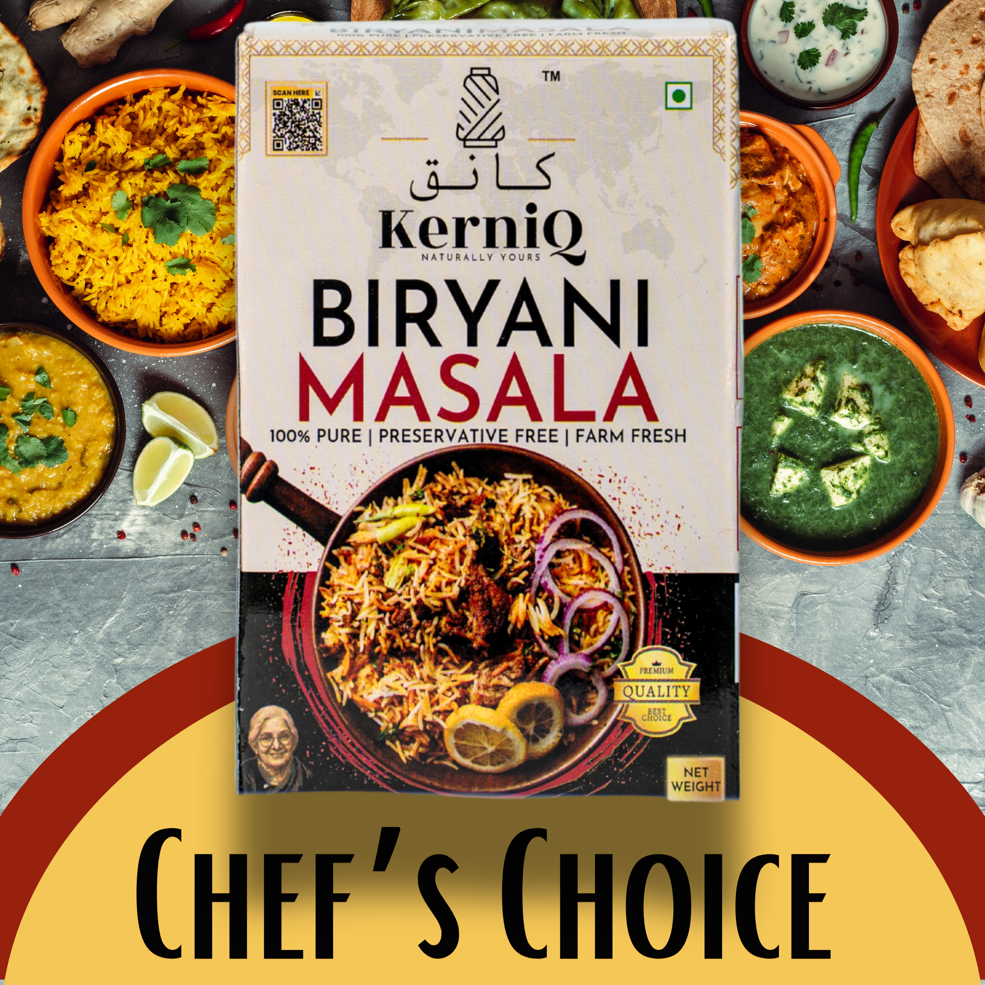 KerniQ Royal Biryani Masala 50g, Rich Flavour & Aroma, Veg & Non Veg