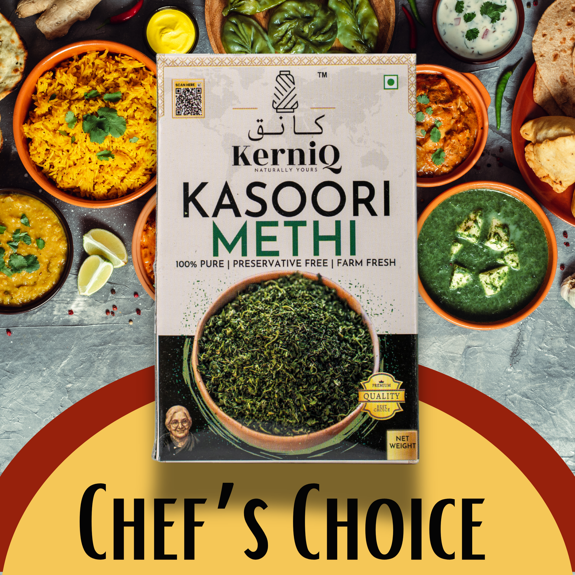 KerniQ Kasoori Methi 25g, Premium Dried Fenugreek Leaves, Aromatic Methi for Sabzi Curry and Tadka