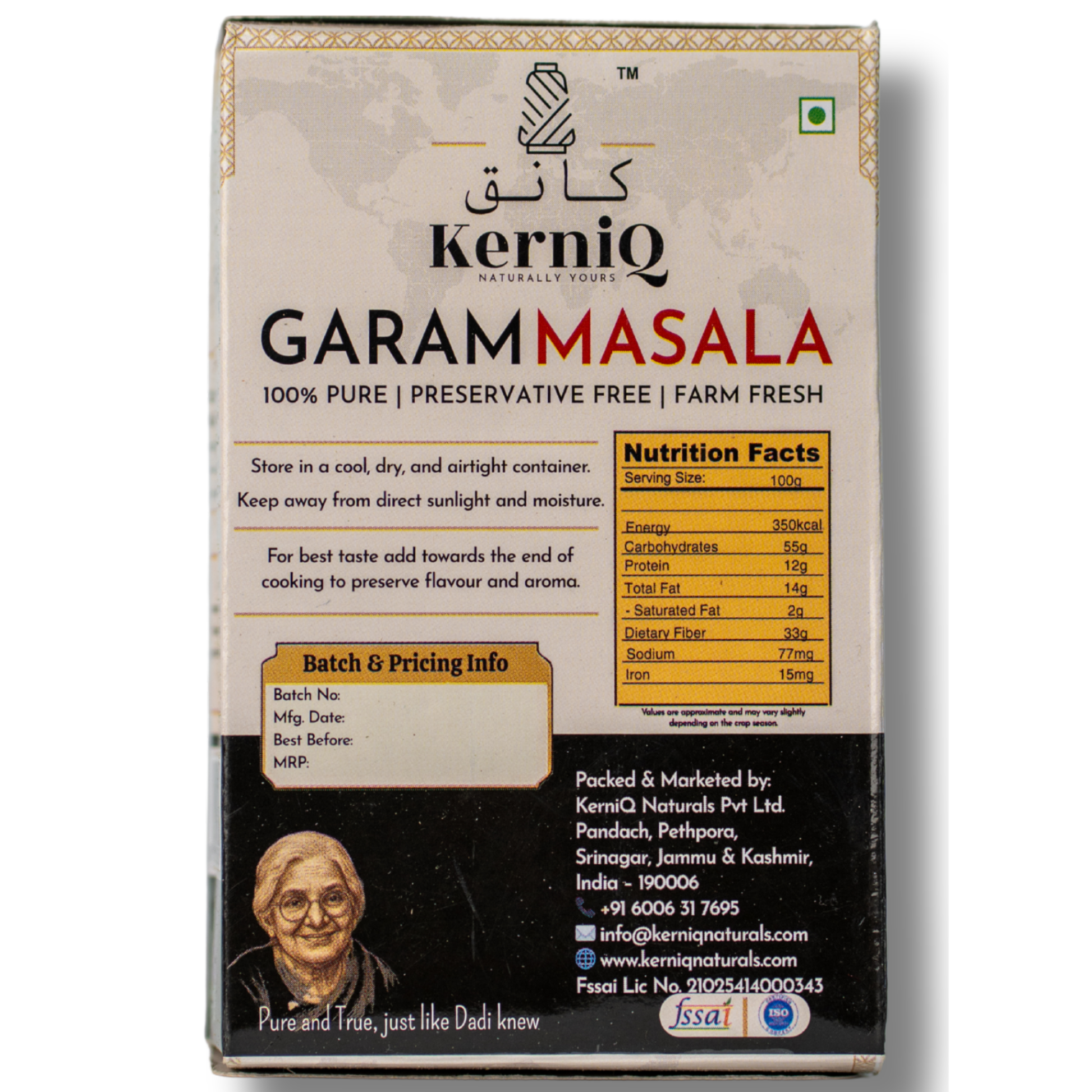 • KerniQ Garam Masala 50g, Home-Style Aroma with Restaurant Grade Depth