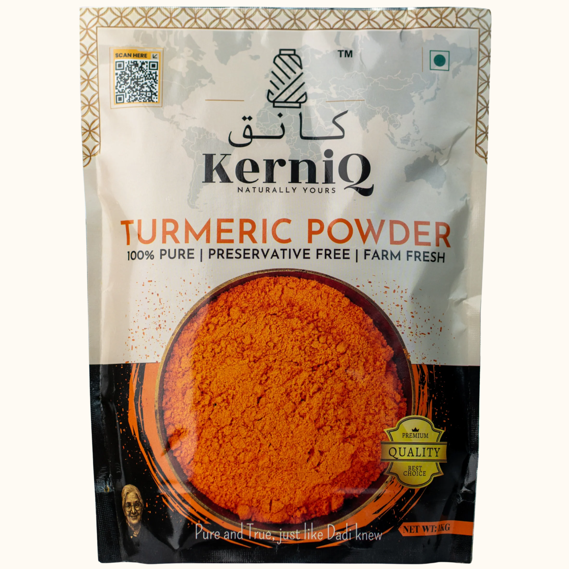 KerniQ Turmeric Powder, Haldi Powder, With Natural Oils, Minimum 3% Curcumin, 100% Pure, Hygienically Packed,  500g /1 Kg
