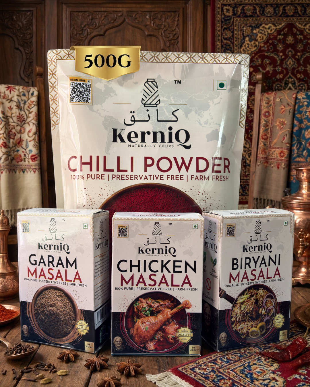 Organic Chef’s Masala Bundle – Authentic Biryani, Chilli Powder (500g) Chicken masala & Garam Masala Pack