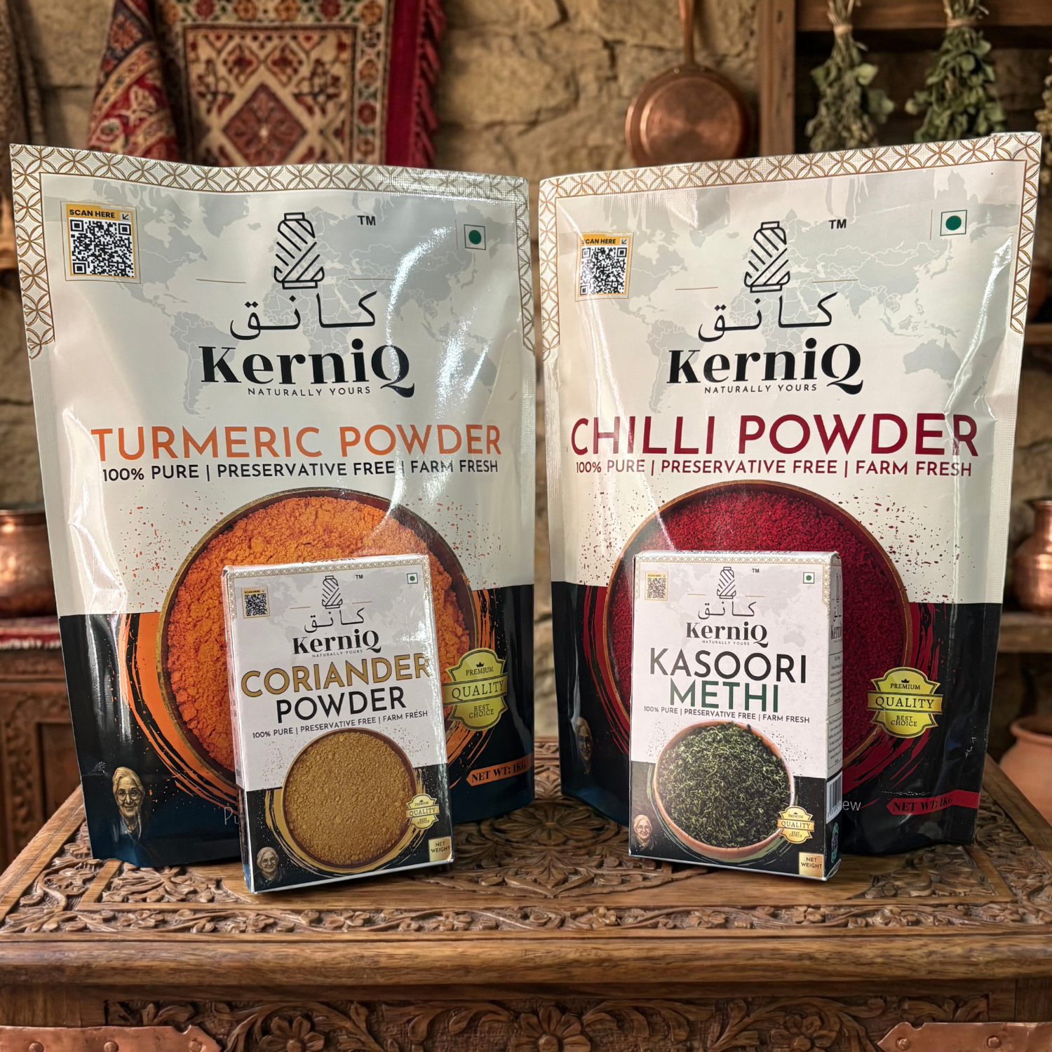 Organic Kashmiri Spice Combo, Complete Daily Essentials (Turmeric, Chilli, Coriander)